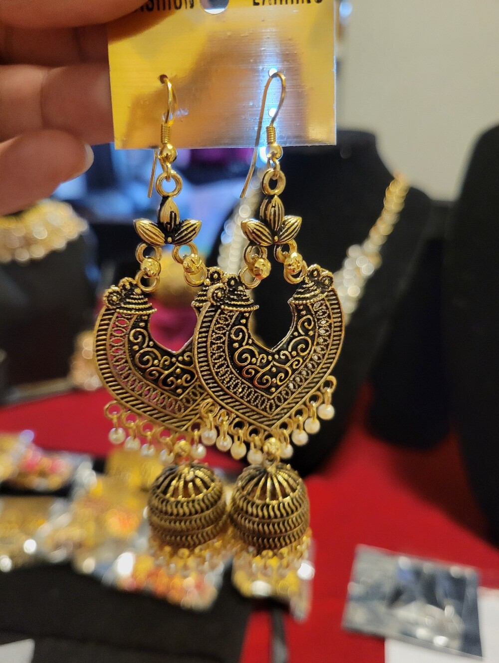 Gold-Tone Filigree Hoop Jhumka Drop Earrings - Gold